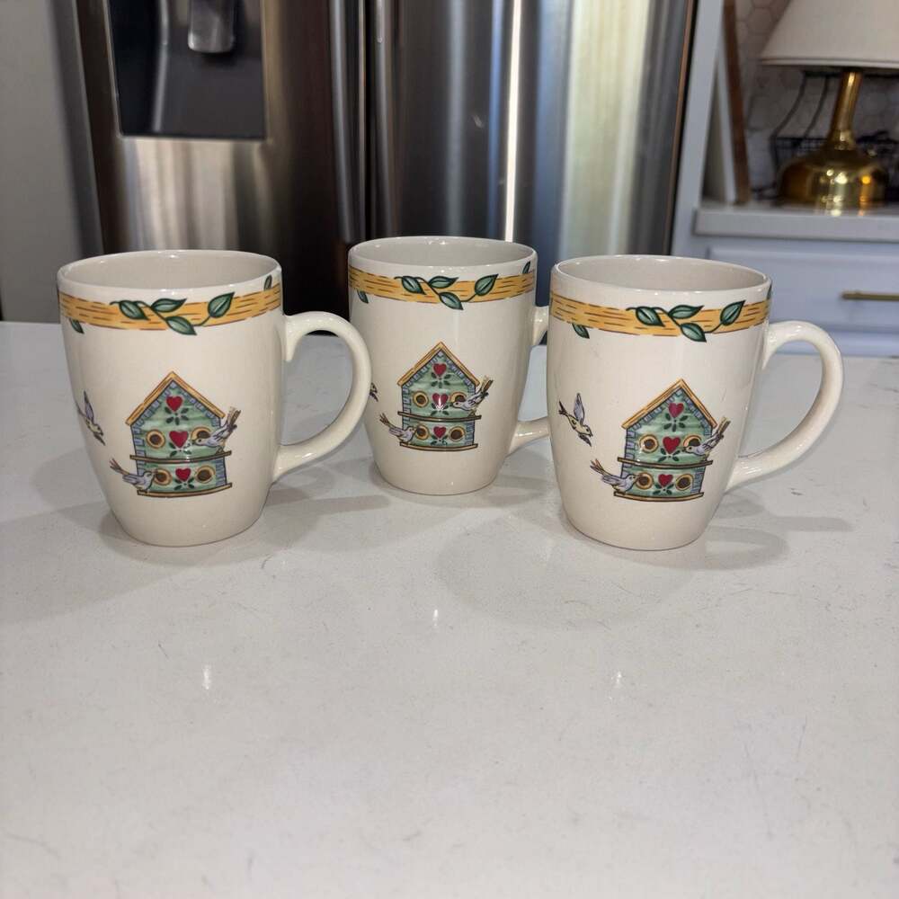 Thomson Pottery Birdhouse Ceramic Coffee Mugs (Set of 3)